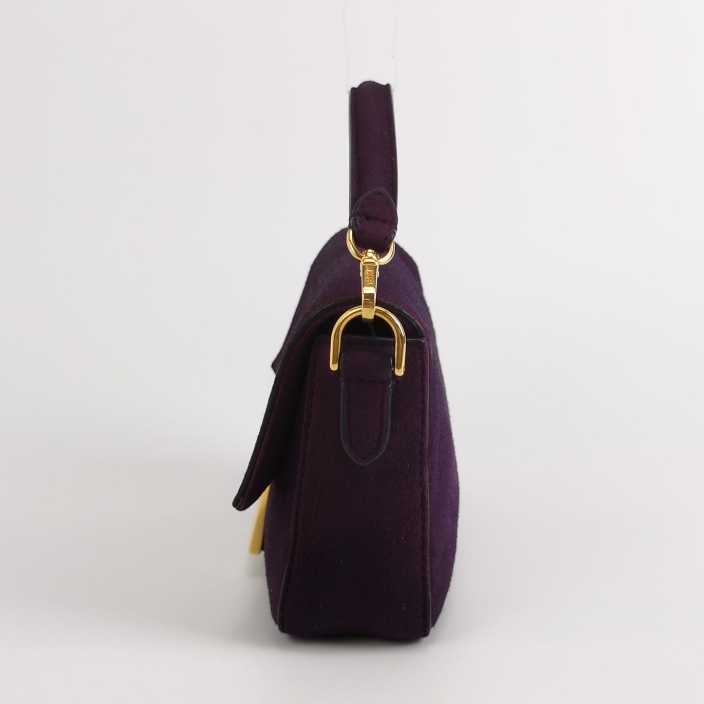 Fendi Baguette Mini Purple Suede Gold Hardware Crossbody Bag