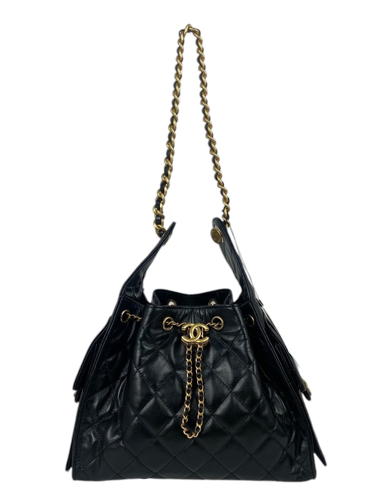 Chanel 2025 Black Leather Small 25 Hobo Shoulder Bag