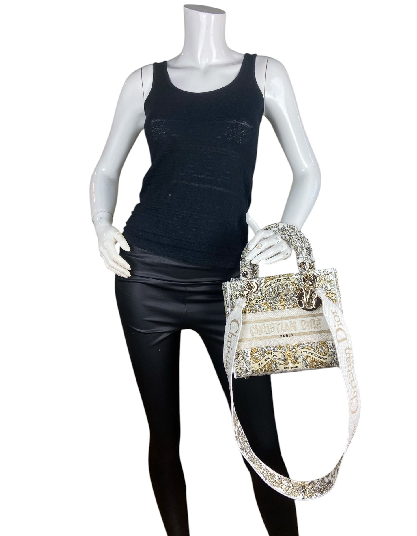 Dior Gold Embroidered Canvas Medium Lady D-Lite