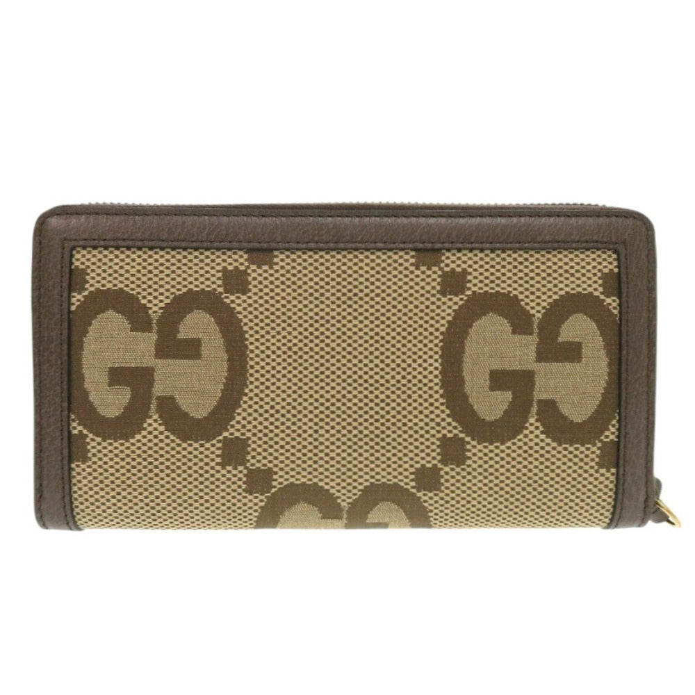 GUCCI Long Wallet Purse 658634 Canvas, Leather Brown Jumbo GG Bamboo Women