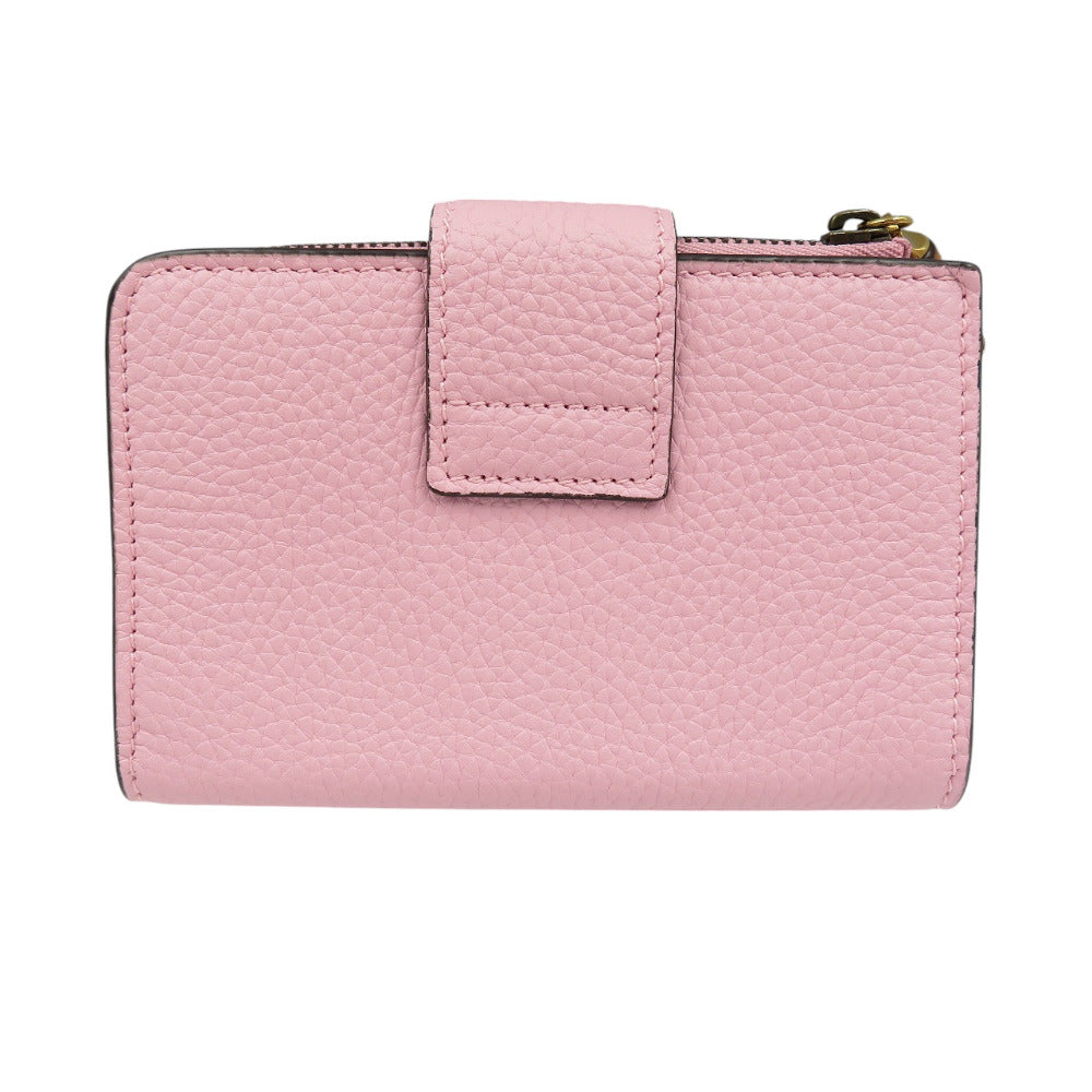 GUCCI Bifold Wallet 739498 leather pink Double G Medium Wallet with Bamboo Women