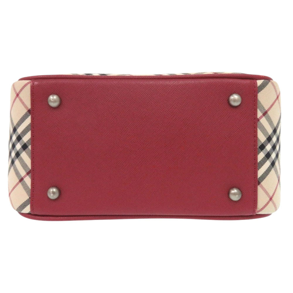 BURBERRY Handbag Leather, Canvas Red Nova Check Women