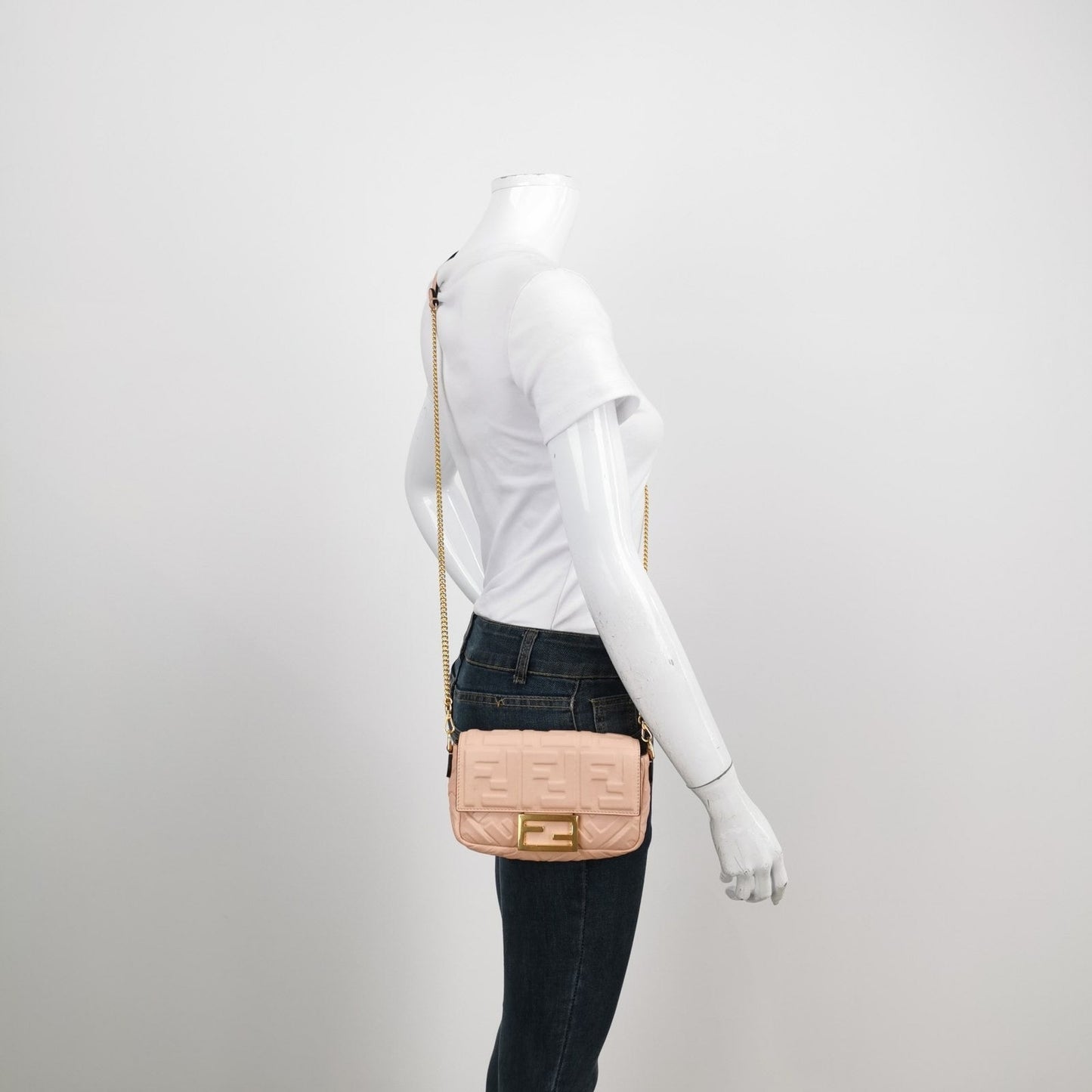 Fendi Baguette Mini Light Pink Nappa Leather Crossbody Bag