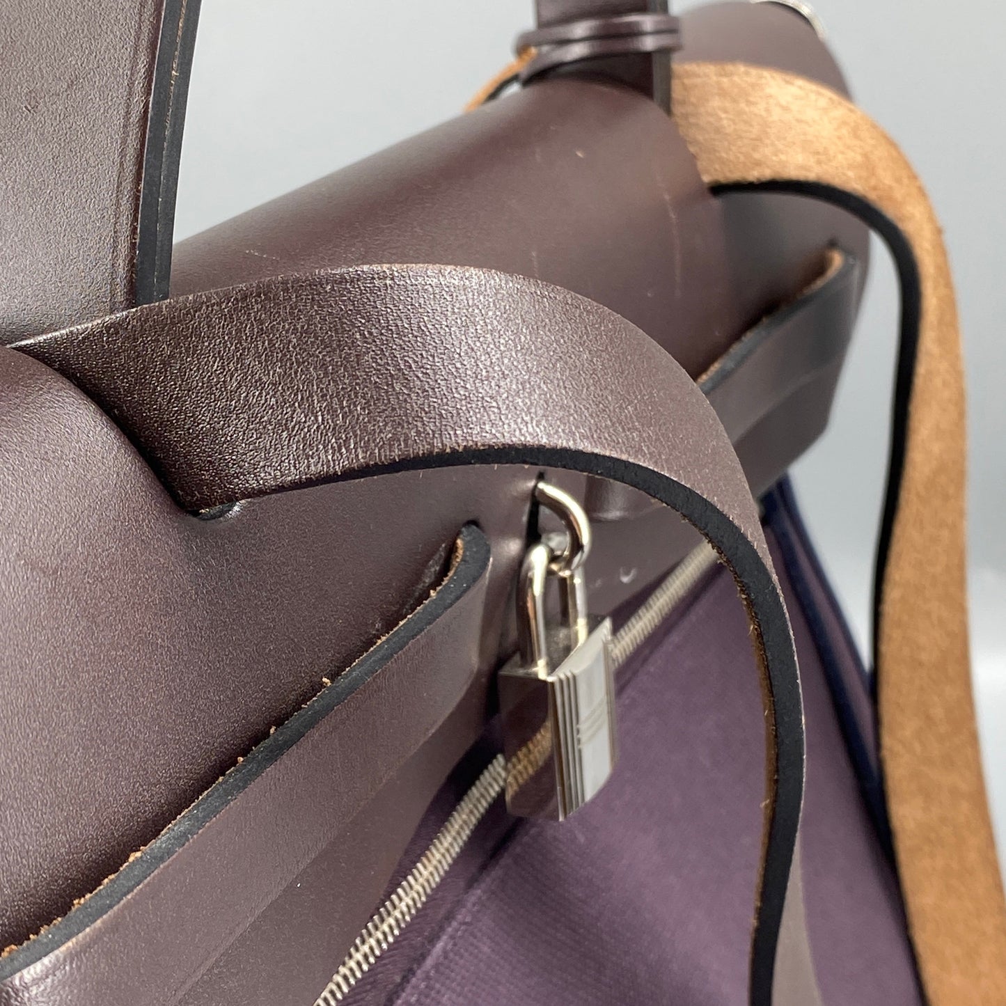 Hermes Herbag 31 Deep Grape Canvas Leather Shoulder Bag