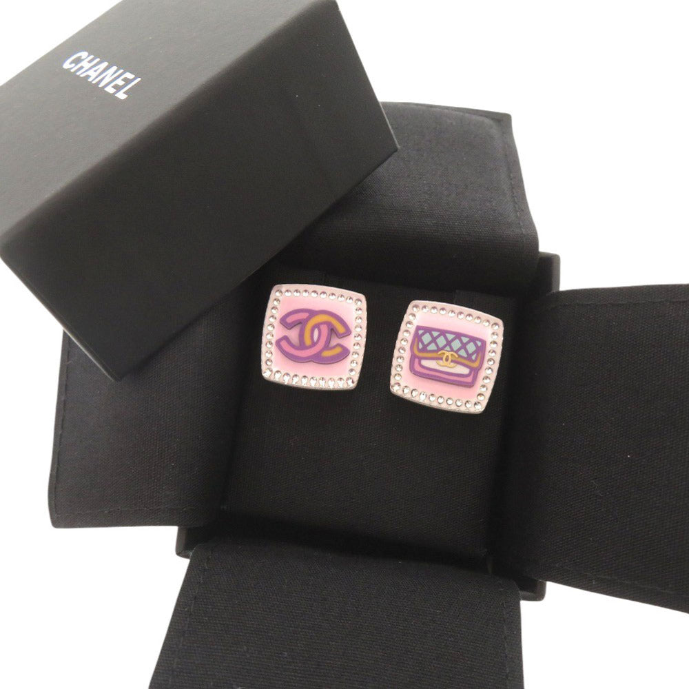 CHANEL Pierce Plastic, Rhinestone pink COCO Mark Matrasse motif Women