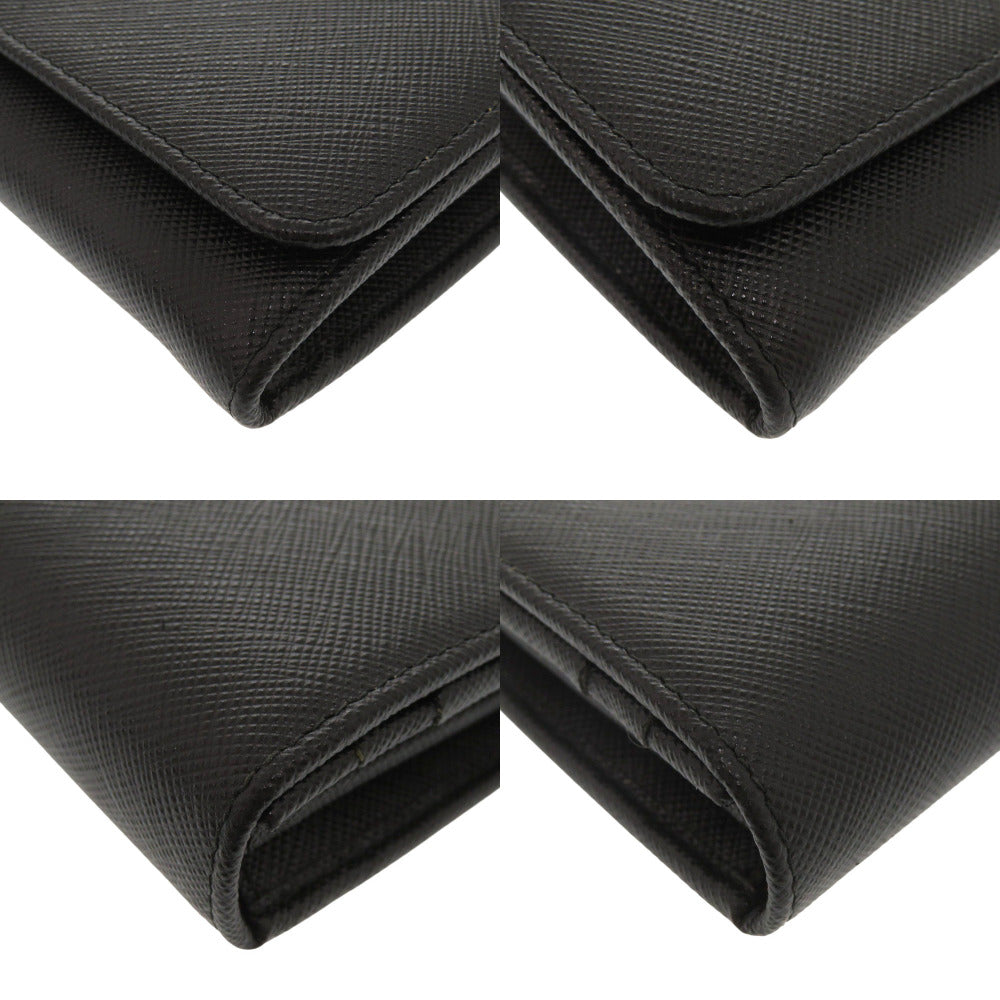 PRADA Long Wallet Purse leather black Women
