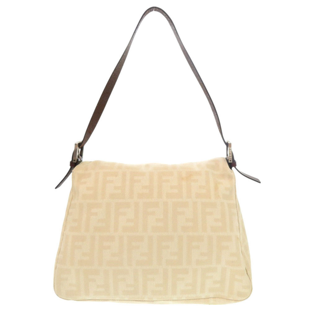 FENDI Shoulder Bag Canvas, Leather beige Mamma Bucket Zucca Pattern Women
