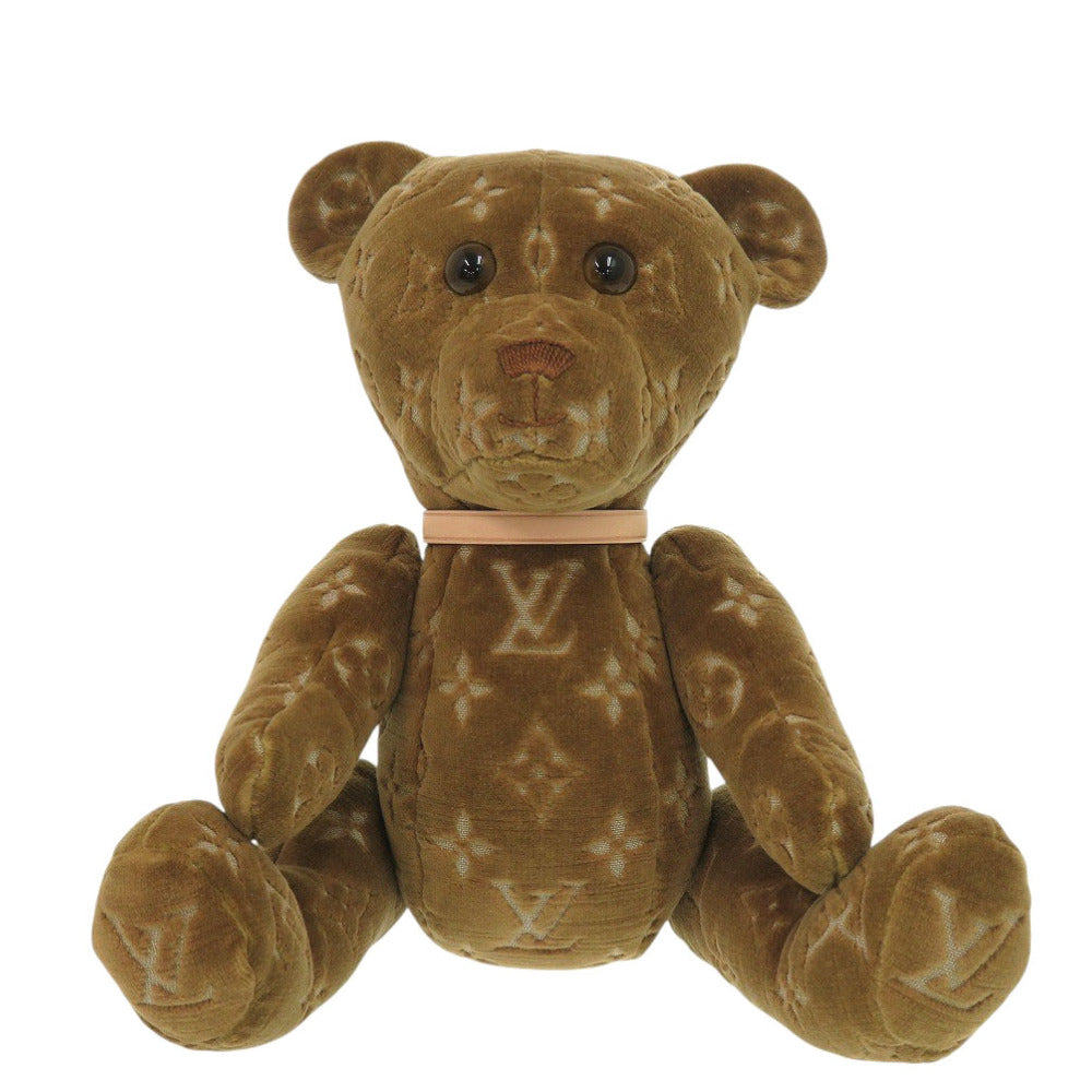 LOUIS VUITTON Plush Doll GI0791 leather Brown Monogram Doudou Teddy Bear