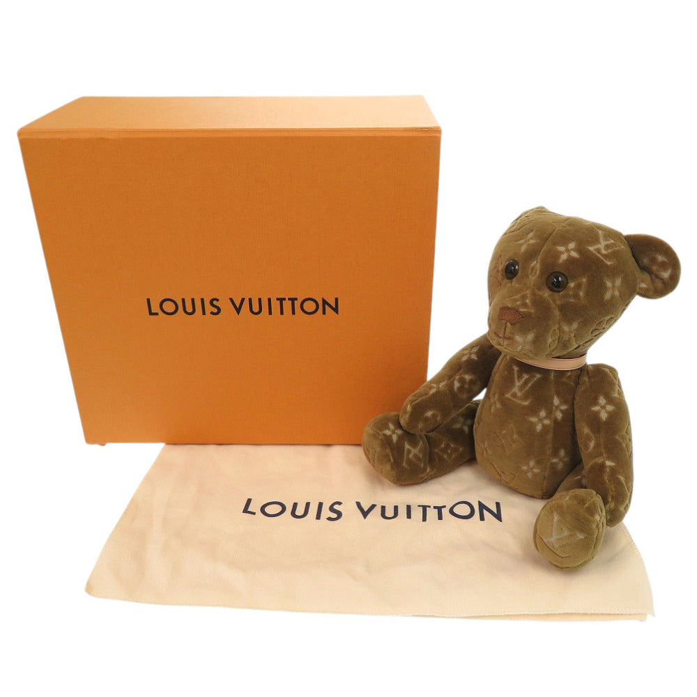 LOUIS VUITTON Plush Doll GI0791 leather Brown Monogram Doudou Teddy Bear