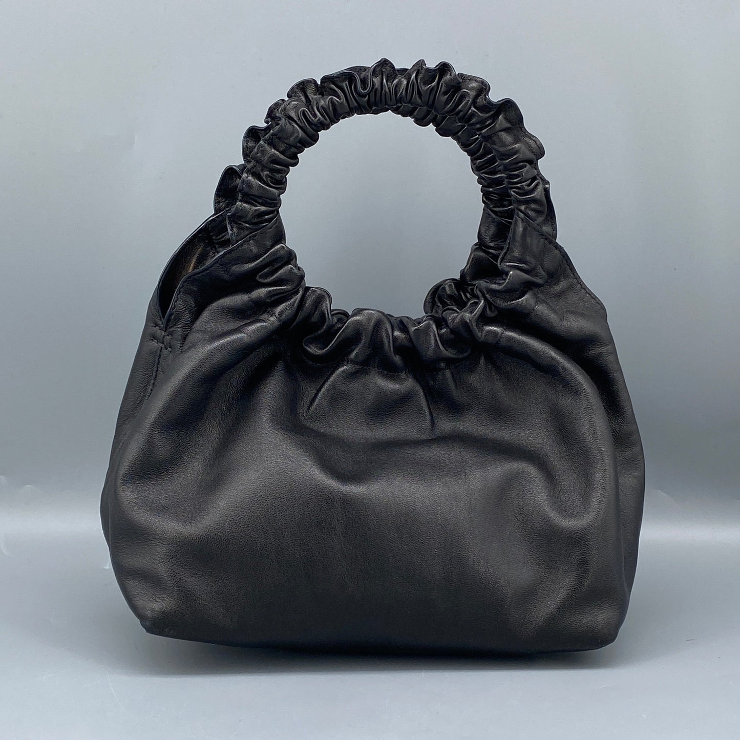 The Row Double Circle Bag Soft Black Leather Shoulder Bag