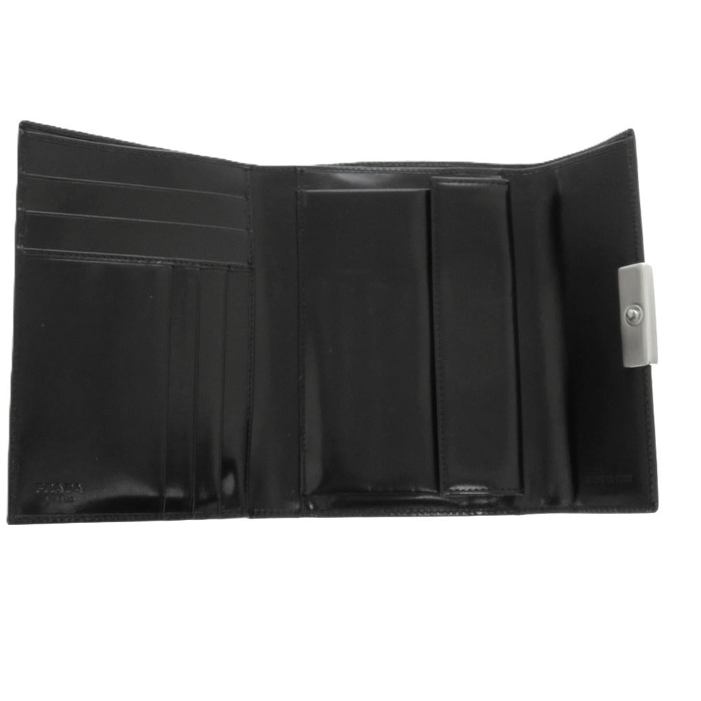 PRADA Tri-fold wallet leather black mens