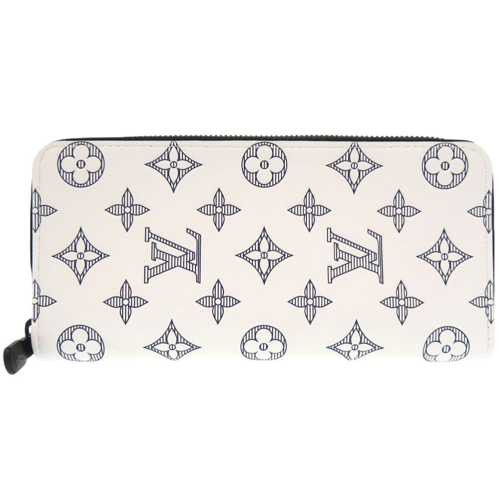 LOUIS VUITTON Long Wallet Purse M83381 leather white Monogram shadow Zippy Wallet Vertical