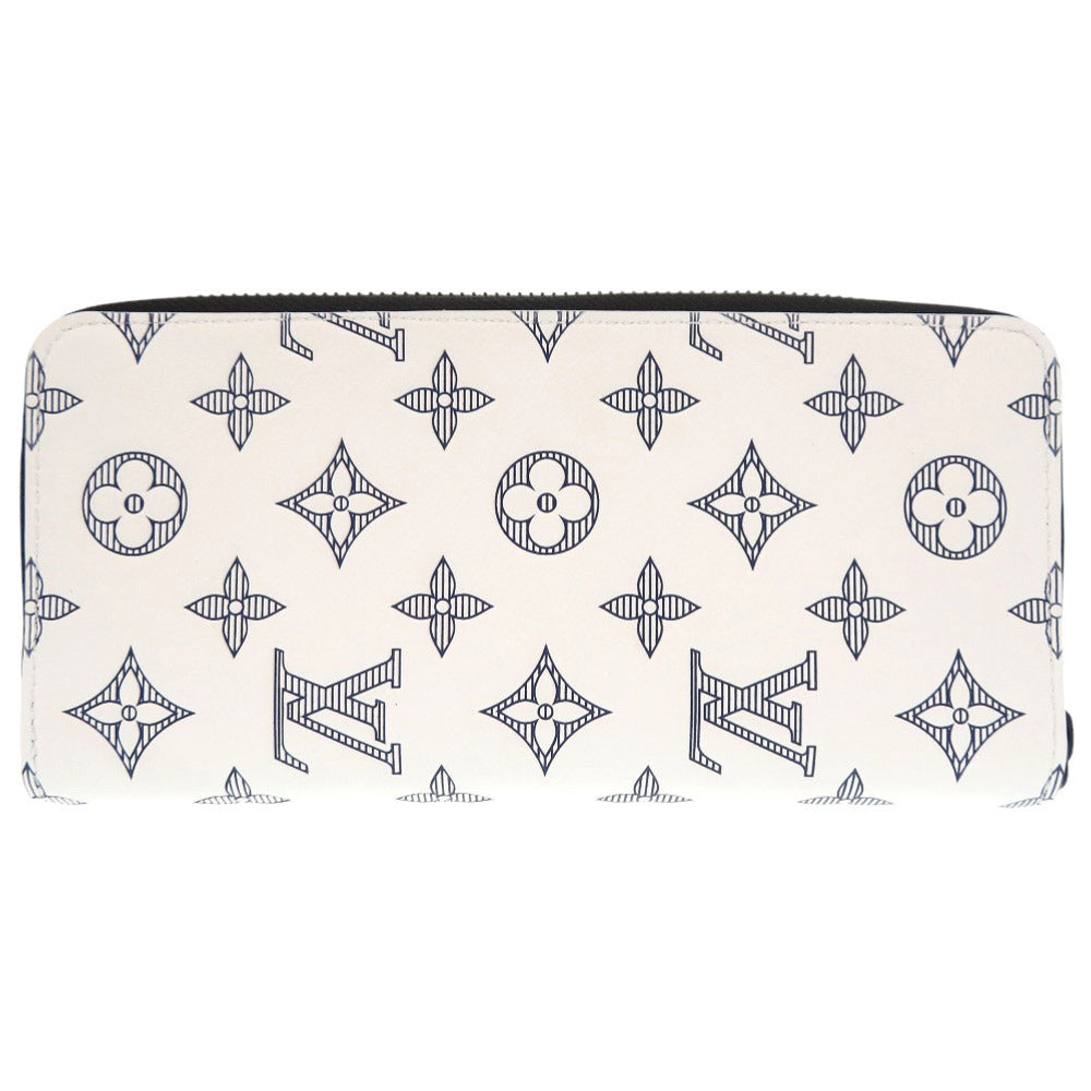 LOUIS VUITTON Long Wallet Purse M83381 leather white Monogram shadow Zippy Wallet Vertical