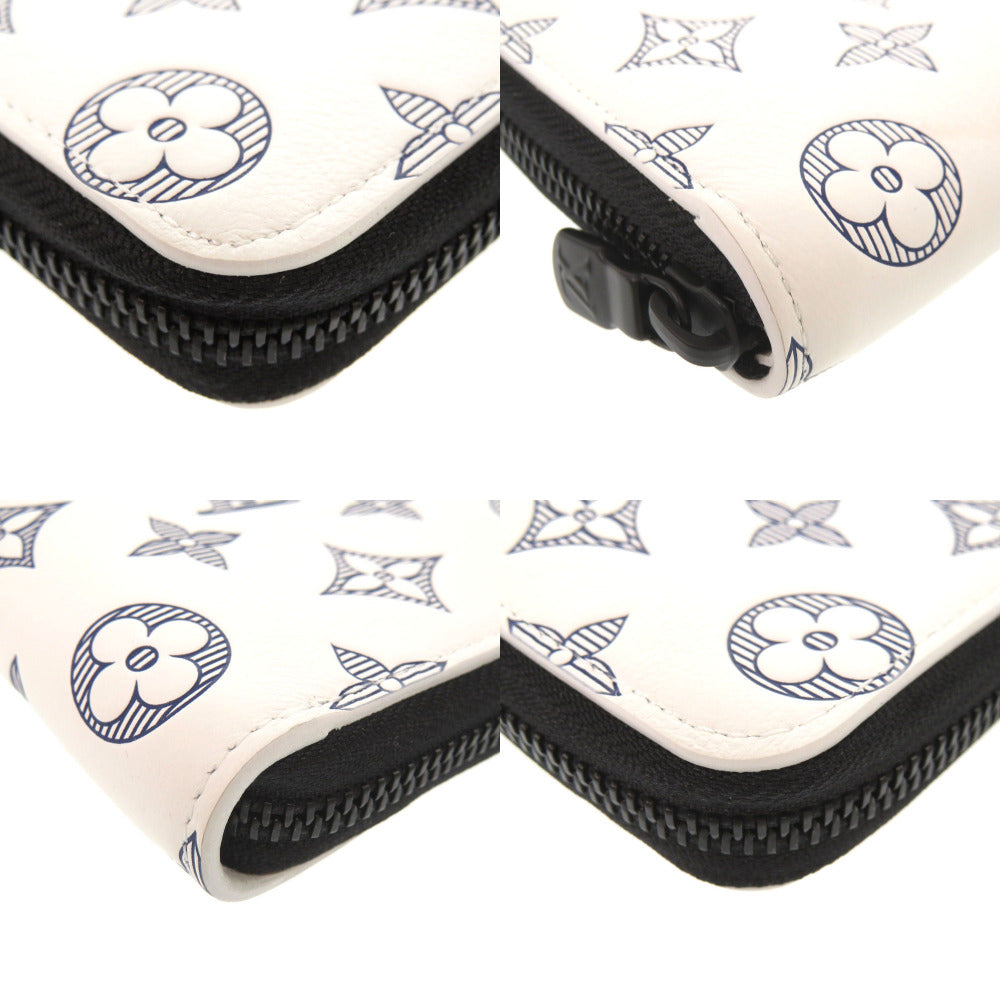 LOUIS VUITTON Long Wallet Purse M83381 leather white Monogram shadow Zippy Wallet Vertical