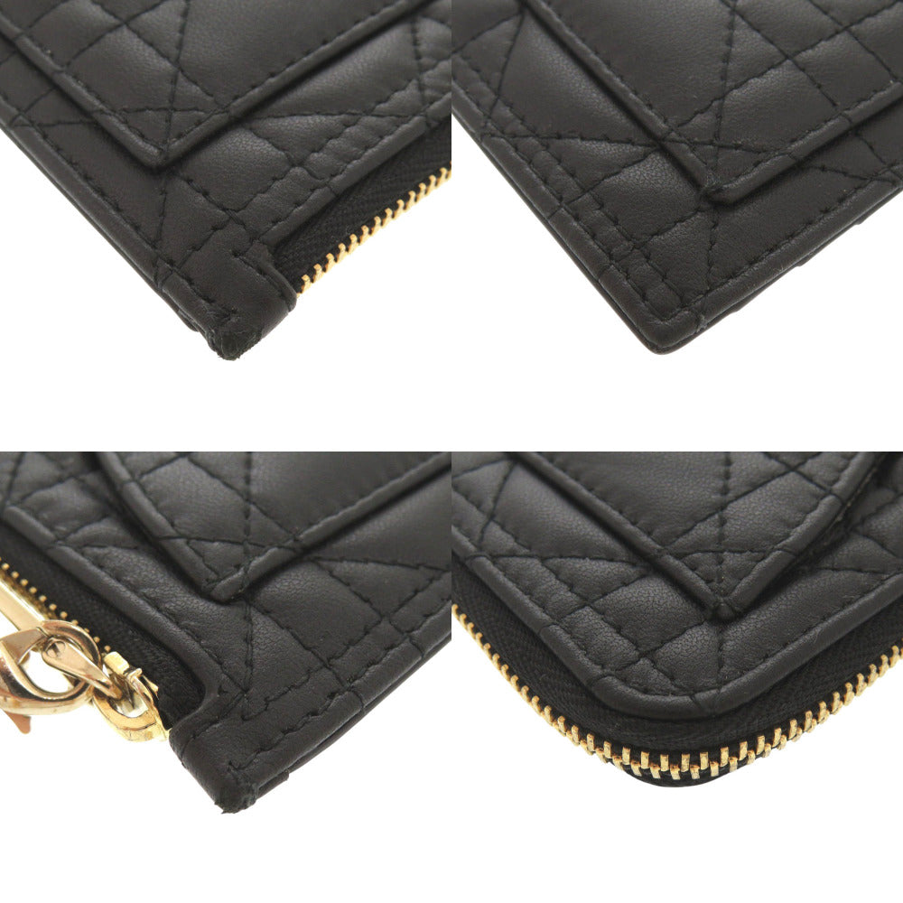 Christian Dior Card Case S0965ONMJ lambskin black Lady Dior Cosmos zip card holder