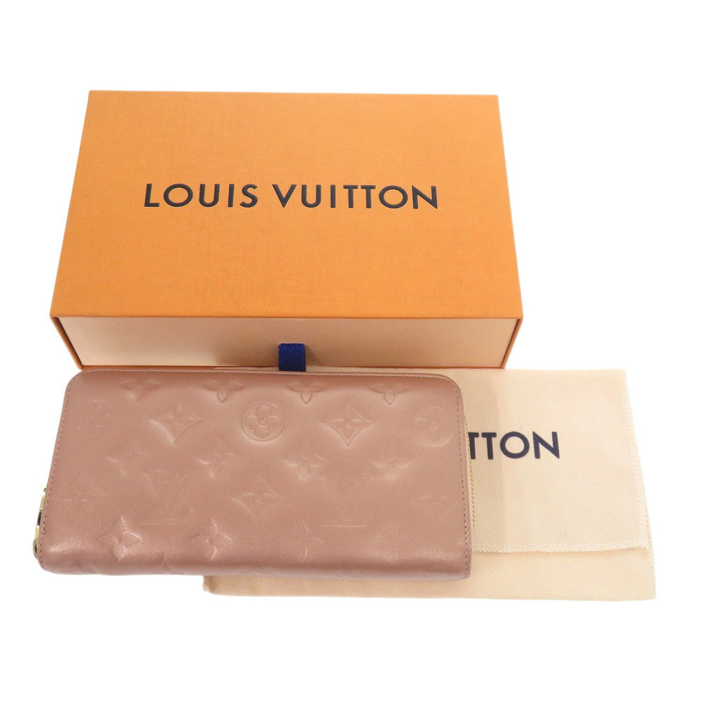 LOUIS VUITTON Long Wallet Purse M81708 lambskin Rose gold Monogram emboss