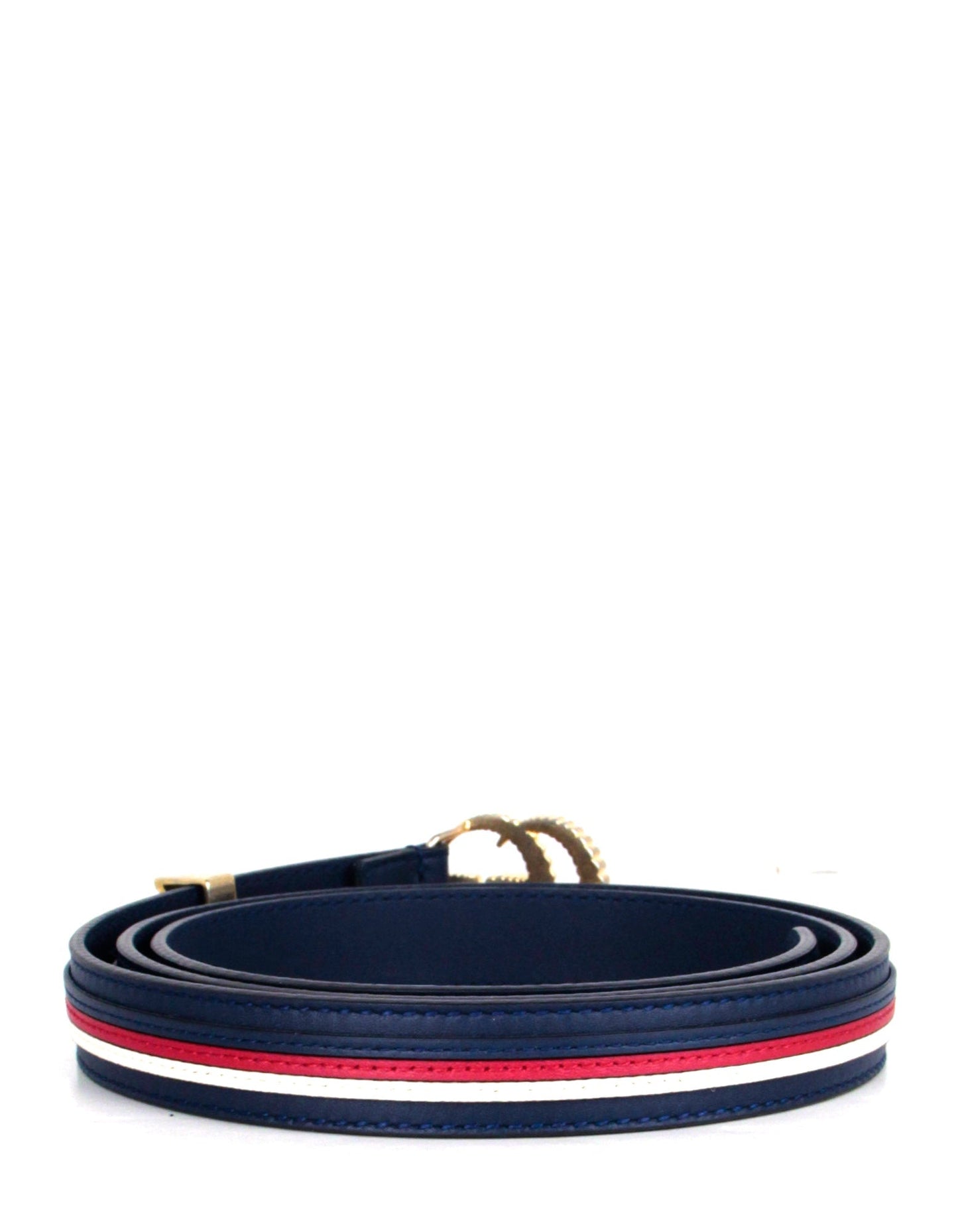 Gucci NWT Blue/Red/White Thin Marmont GG Logo Belt sz 95/38"