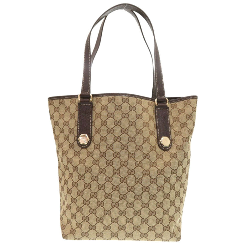 GUCCI Tote Bag 153009 GG canvas, leather Brown Women