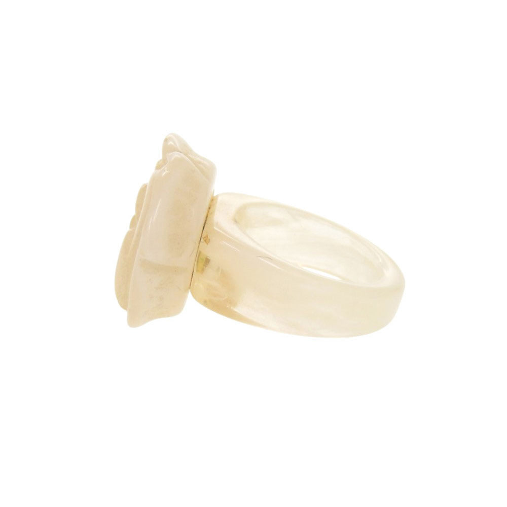 CHANEL Ring plastic Beige type COCO Mark Camelia