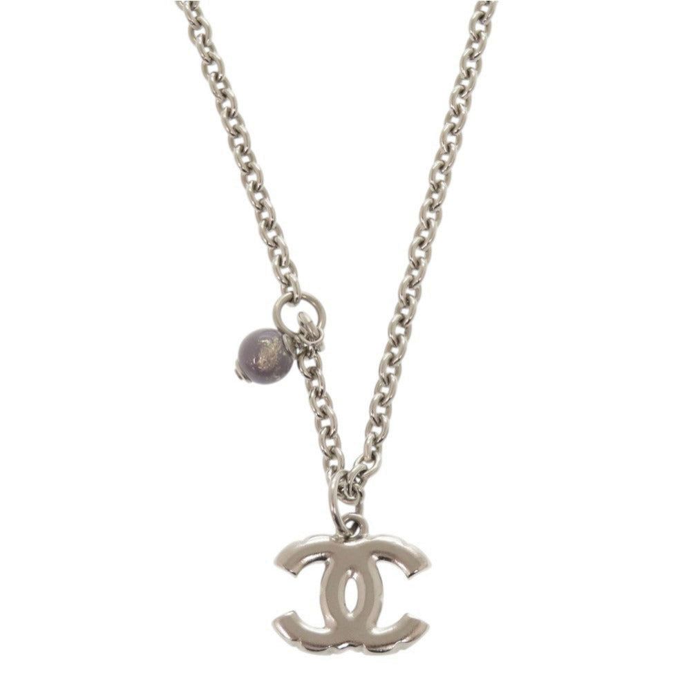 CHANEL Necklace Metal, Rhinestone Silver COCO Mark