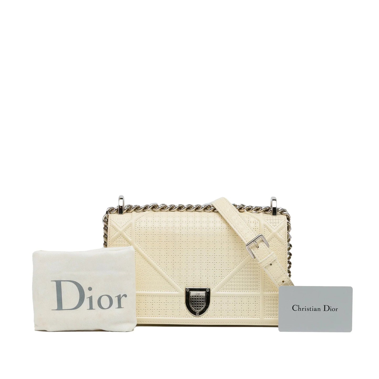 White Dior Medium Patent Diorama Crossbody Bag