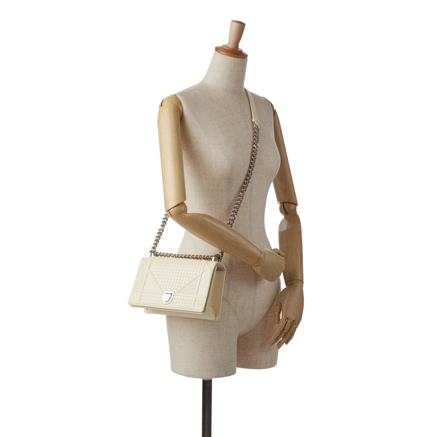 White Dior Medium Patent Diorama Crossbody Bag