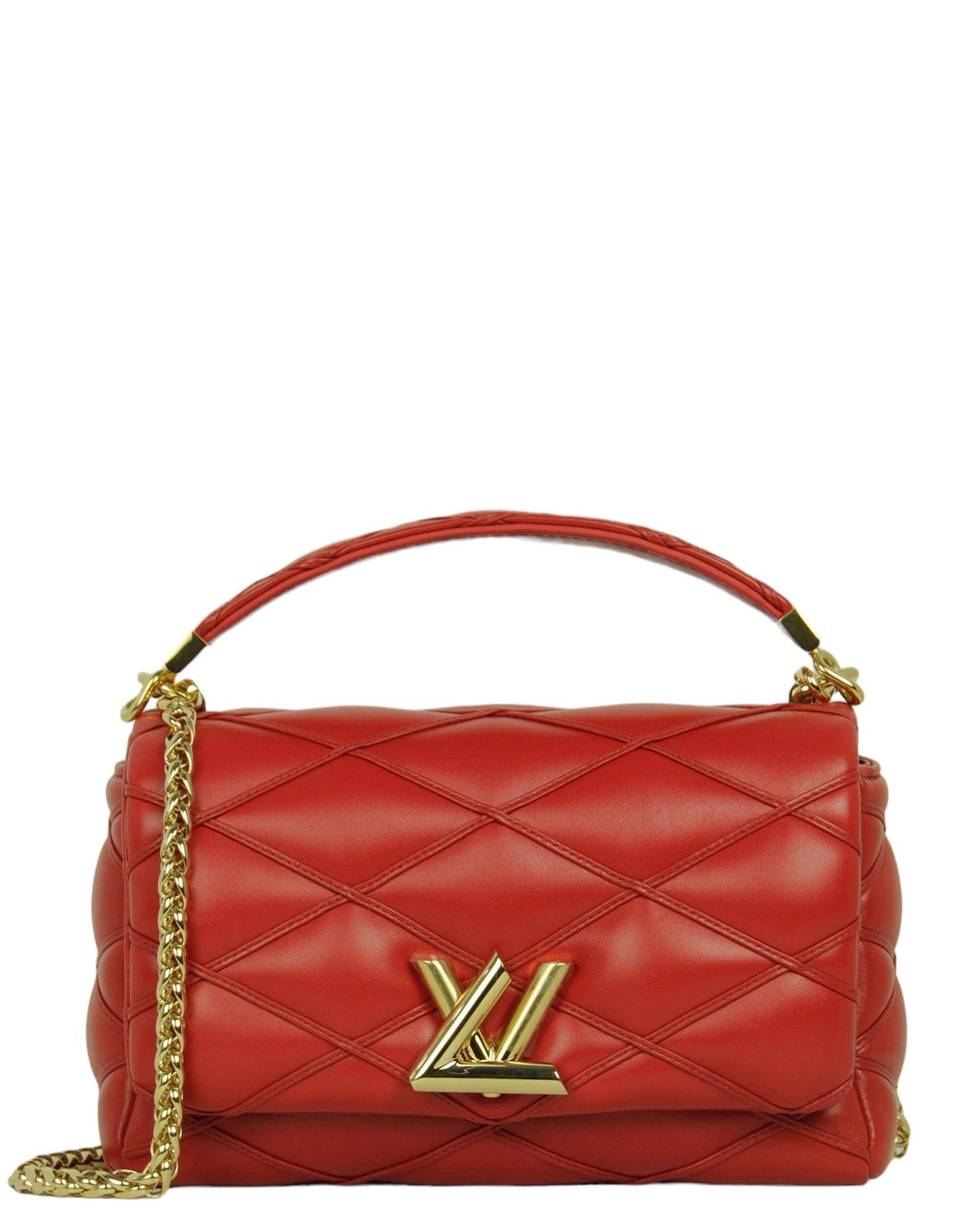 Louis Vuitton Red Lambskin Malletage Top Handle GO-14 MM