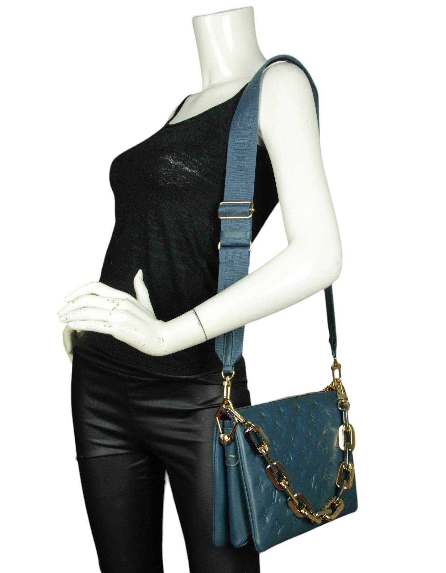 Louis Vuitton Storm Blue Embossed Monogram Coussin PM