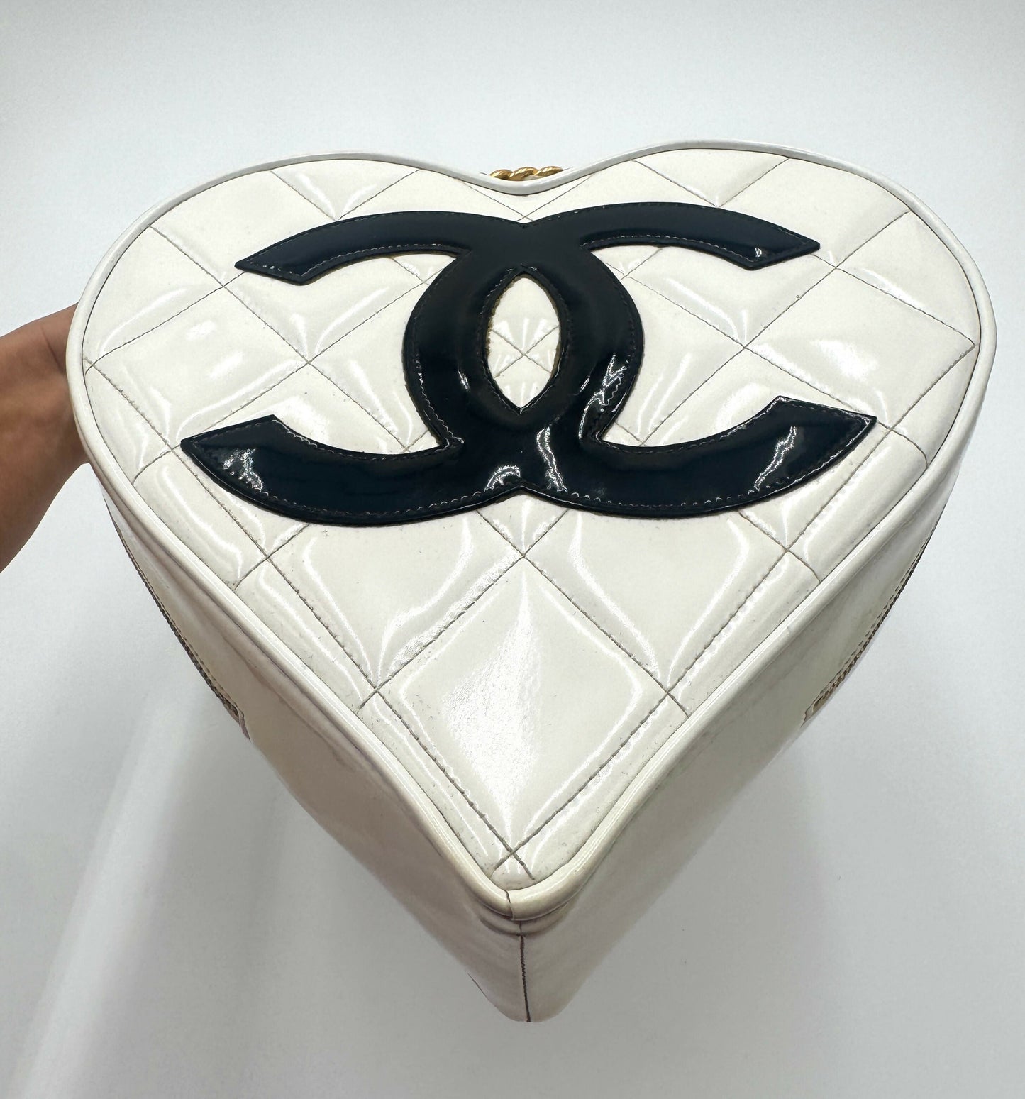 Chanel 1995  Barbie Heart White Vanity Bag
