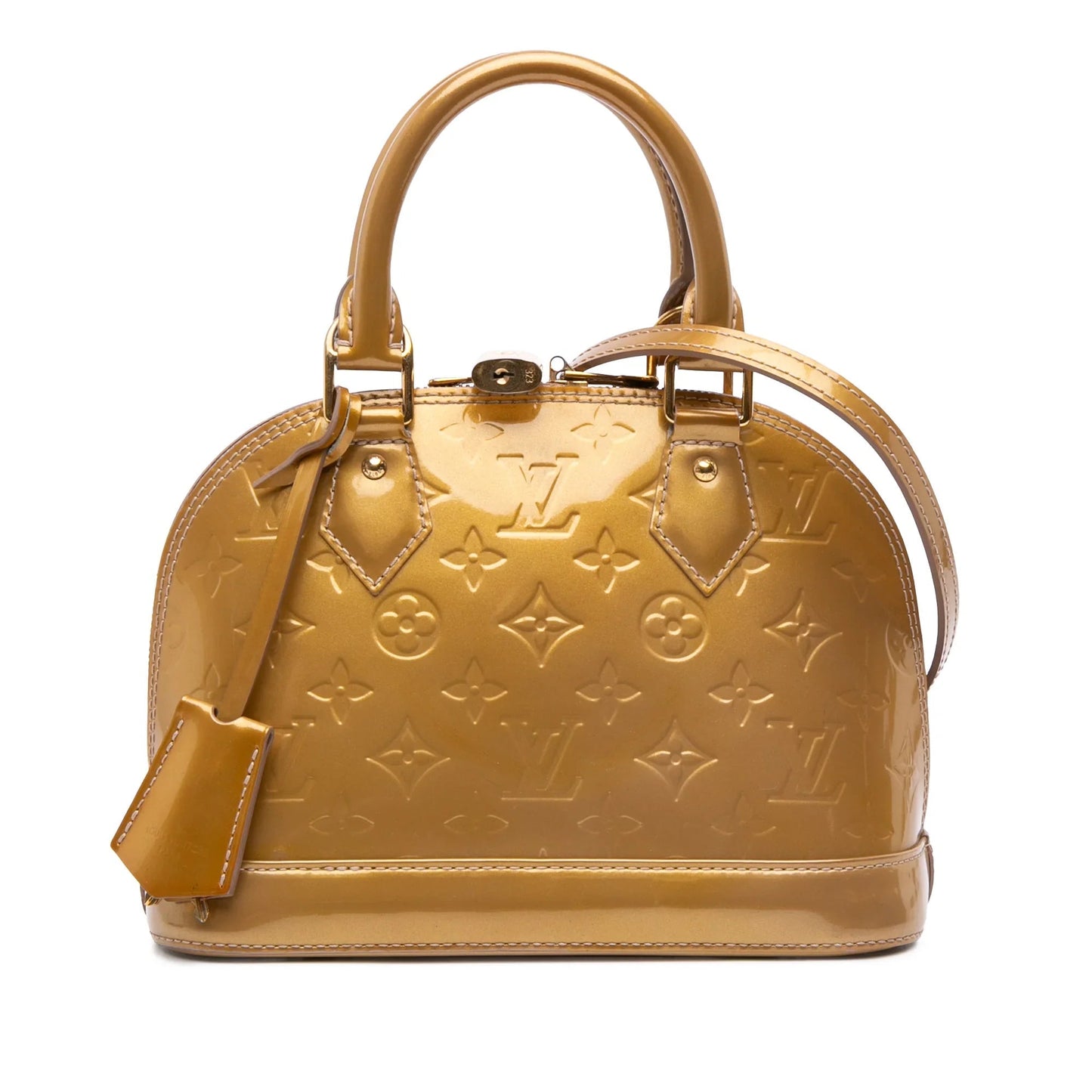 Gold Louis Vuitton Monogram Vernis Alma BB Satchel