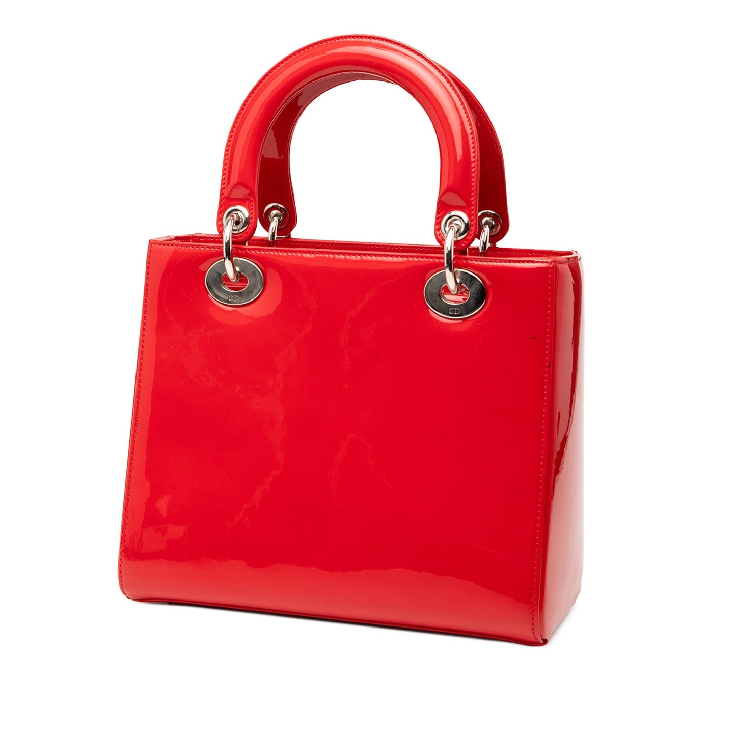 Red Dior Medium Patent Lady Dior Satchel