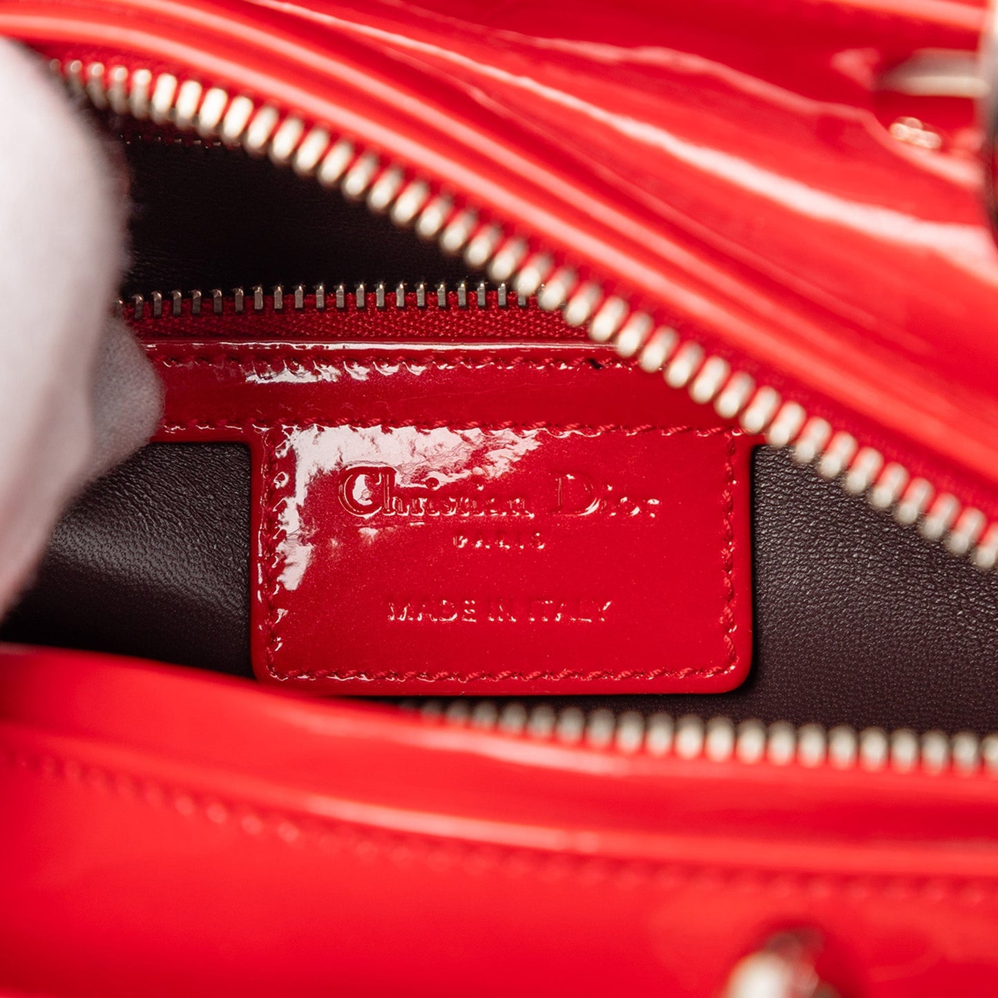 Red Dior Medium Patent Lady Dior Satchel