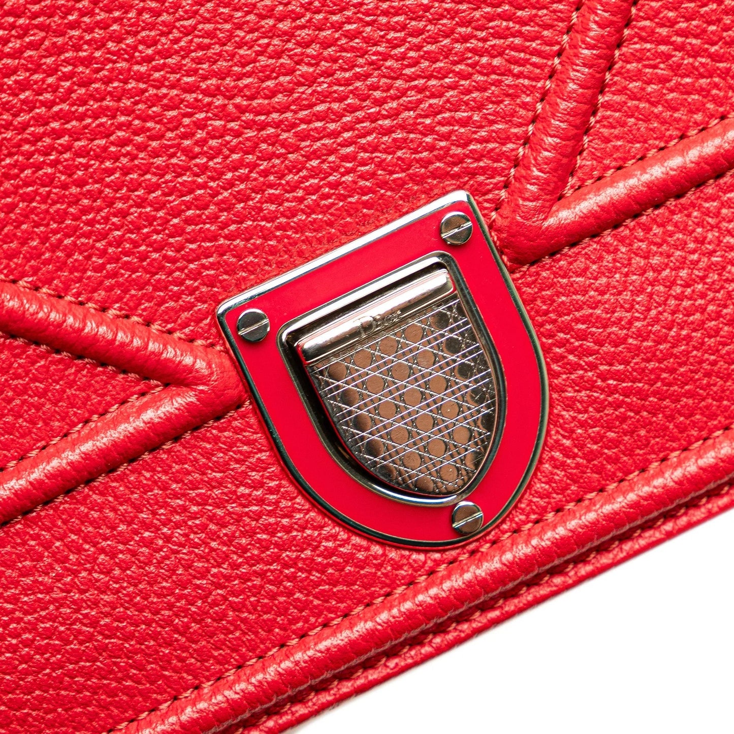Red Dior Small Grained Calfskin Diorama Flap Crossbody Bag