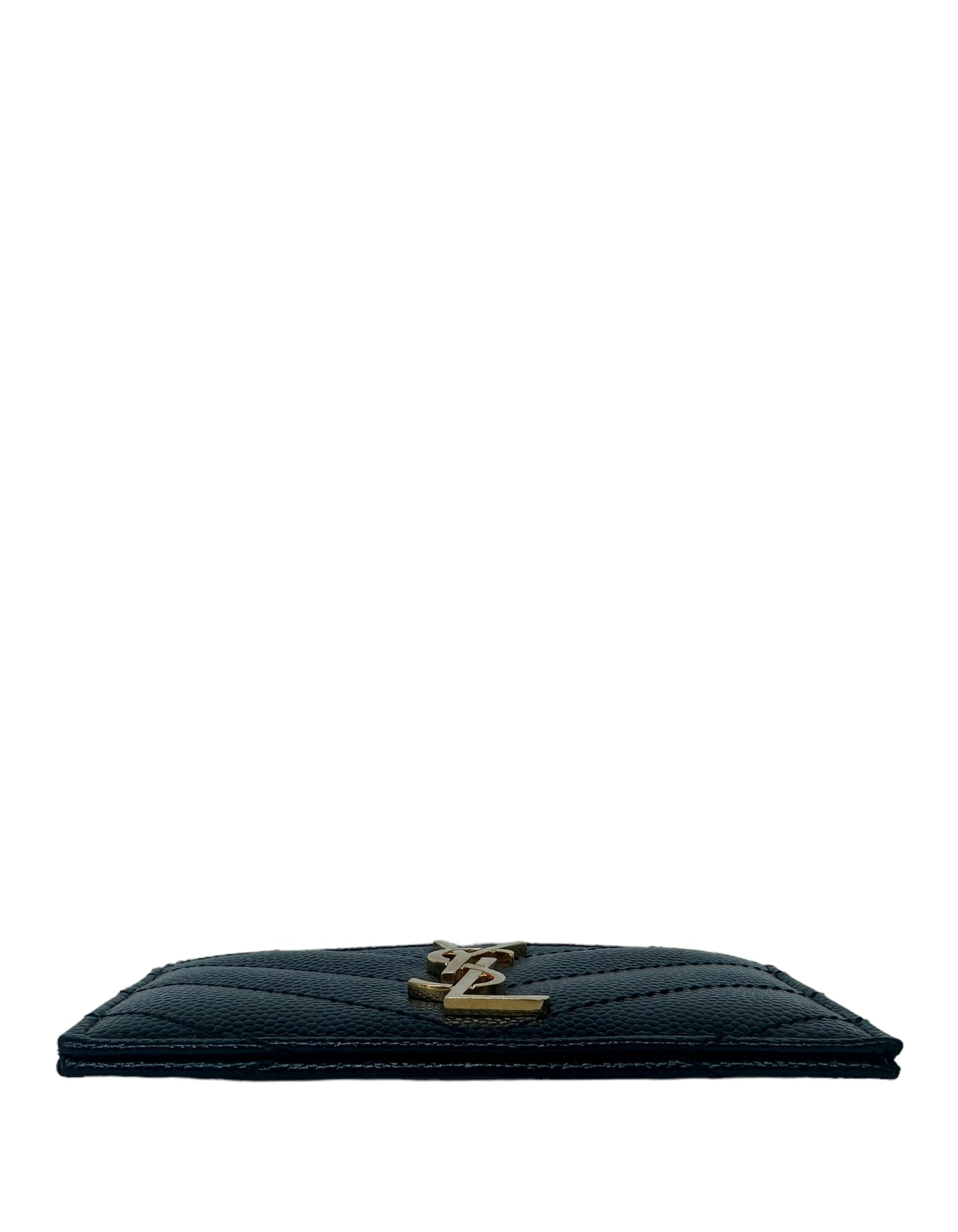 Saint Laurent Black Cassandre Matelasse Monogram Logo Card Case