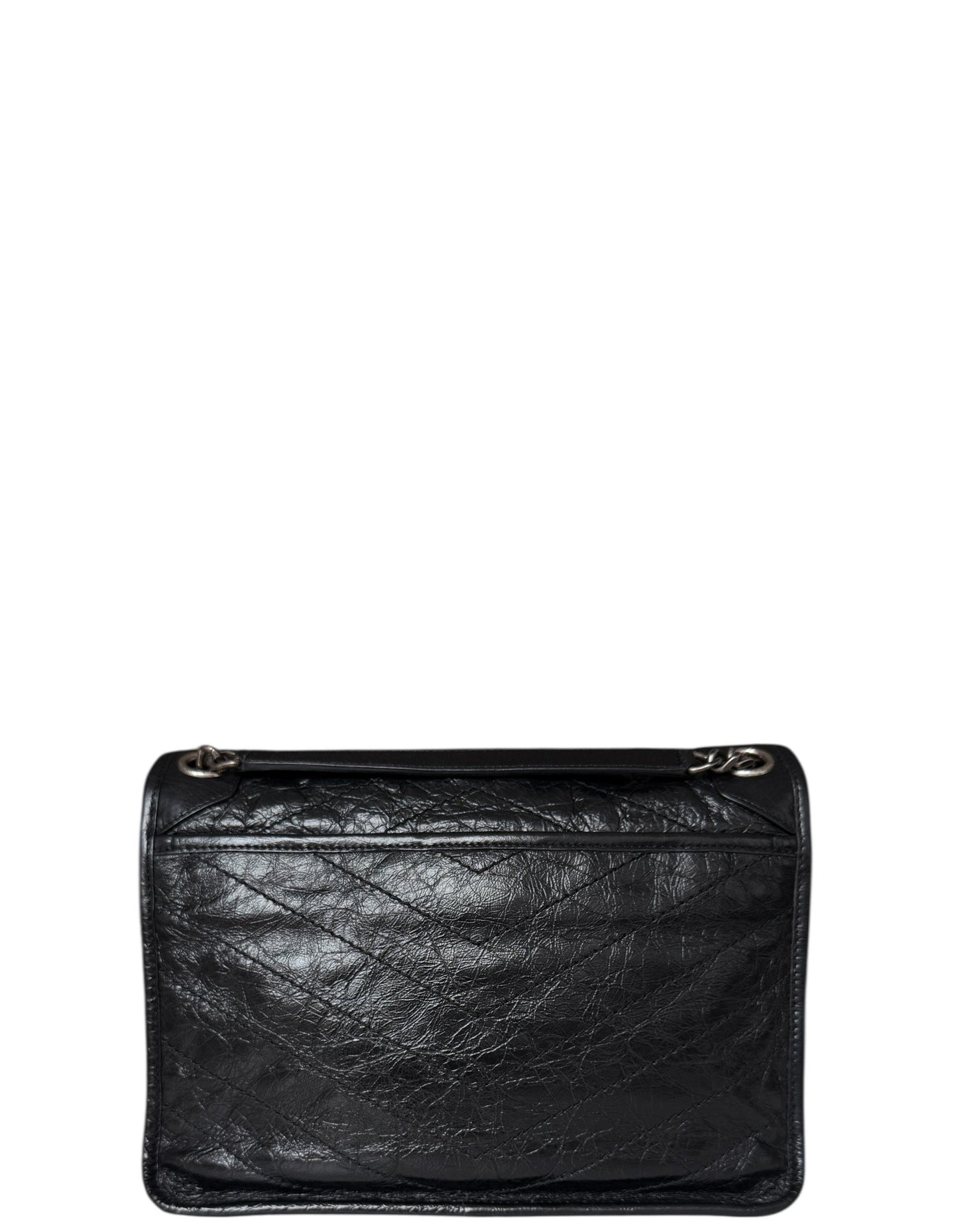 Saint Laurent Black Crinkled Calfskin Medium Niki