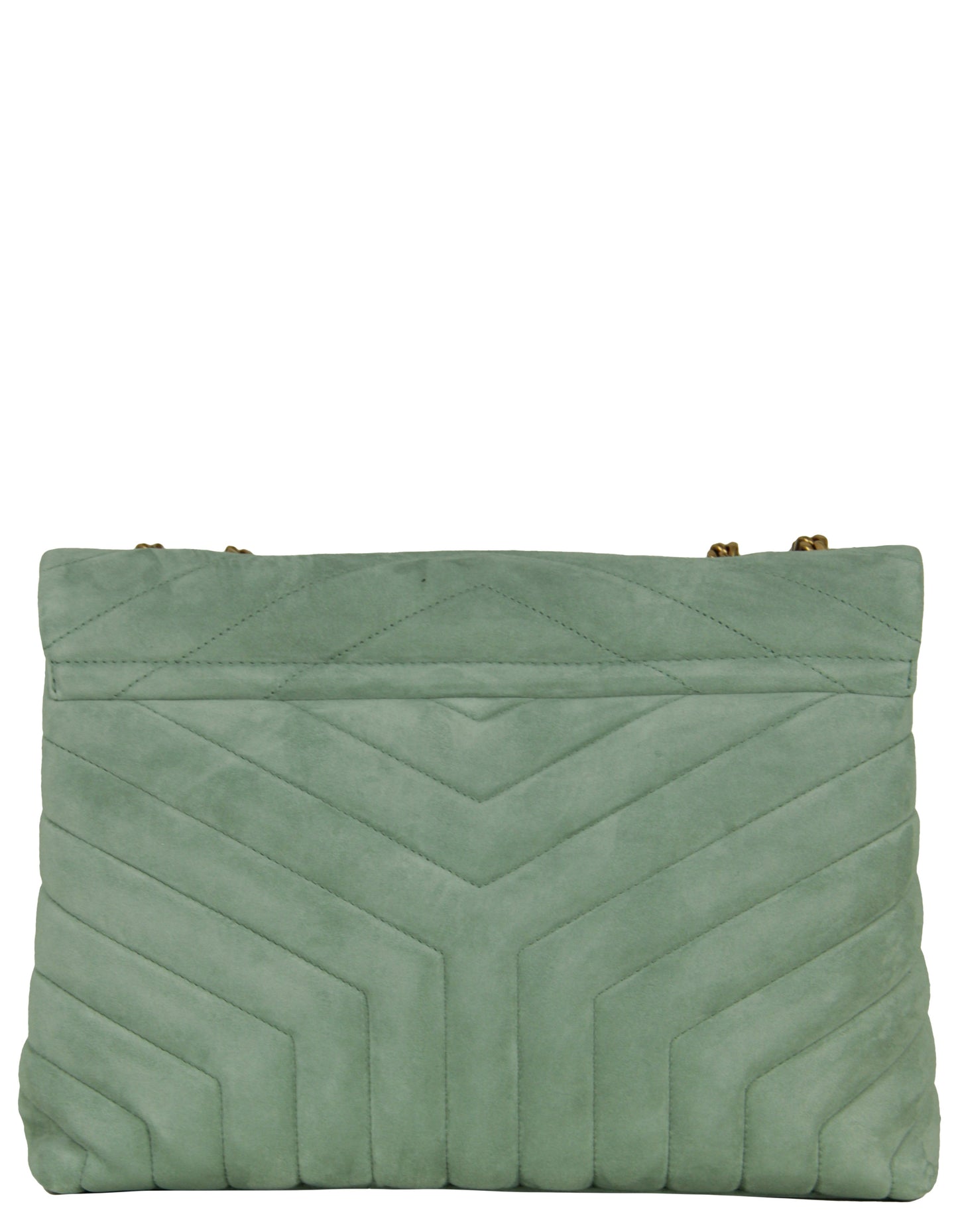 Saint Laurent Vert Opaline Suede Y Medium Loulou Chain Shoulder Bag