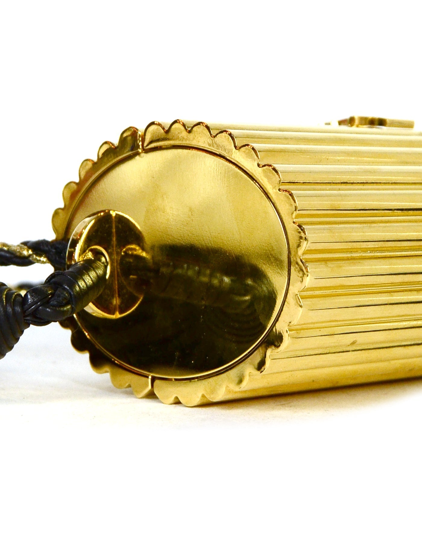 Saint Laurent Gold Plexiglass Opium Minaudiere w/ Leather Tassel