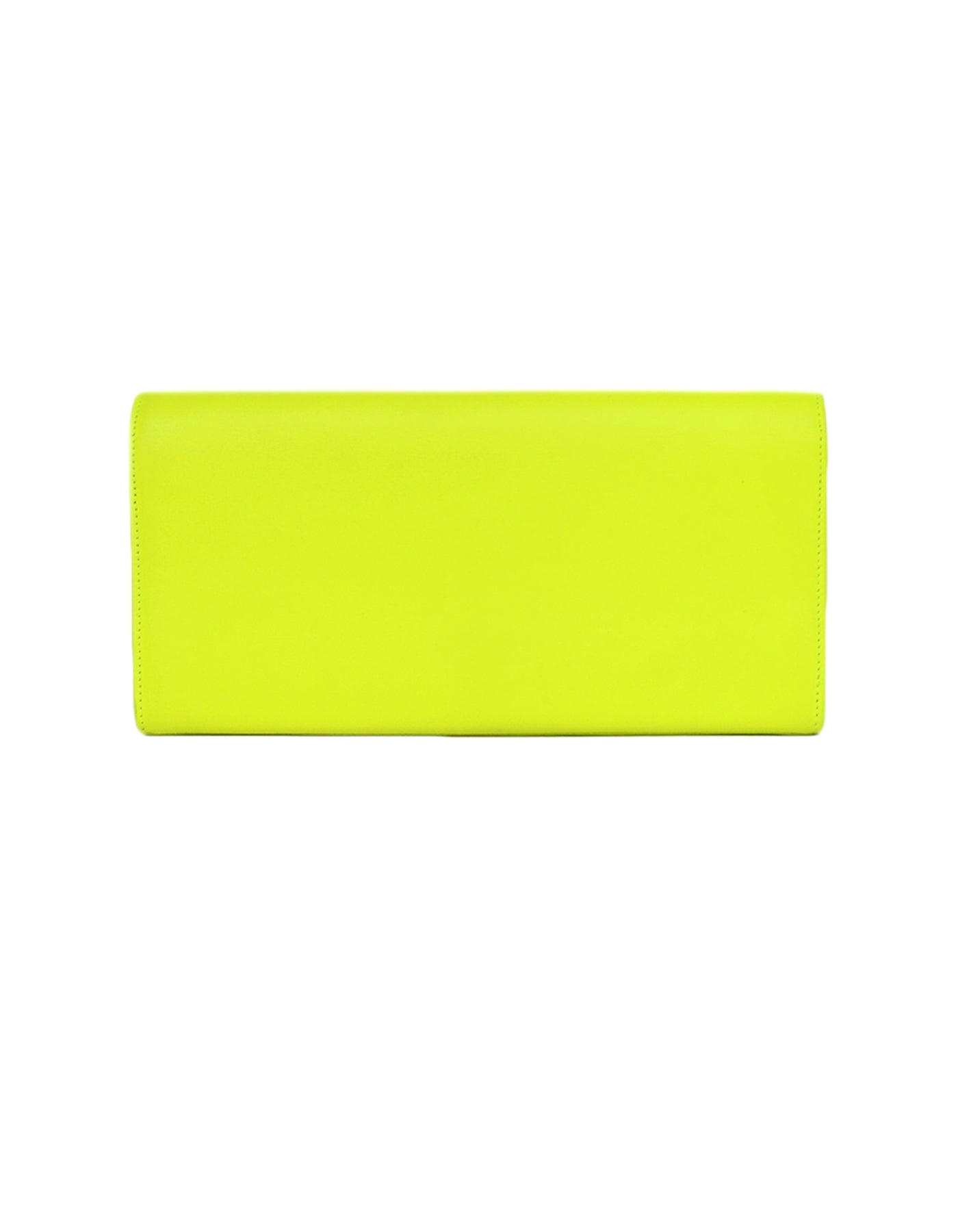 Saint Laurent Neon Yellow Smooth Leather Classic Monogram Cassandre Clutch Bag
