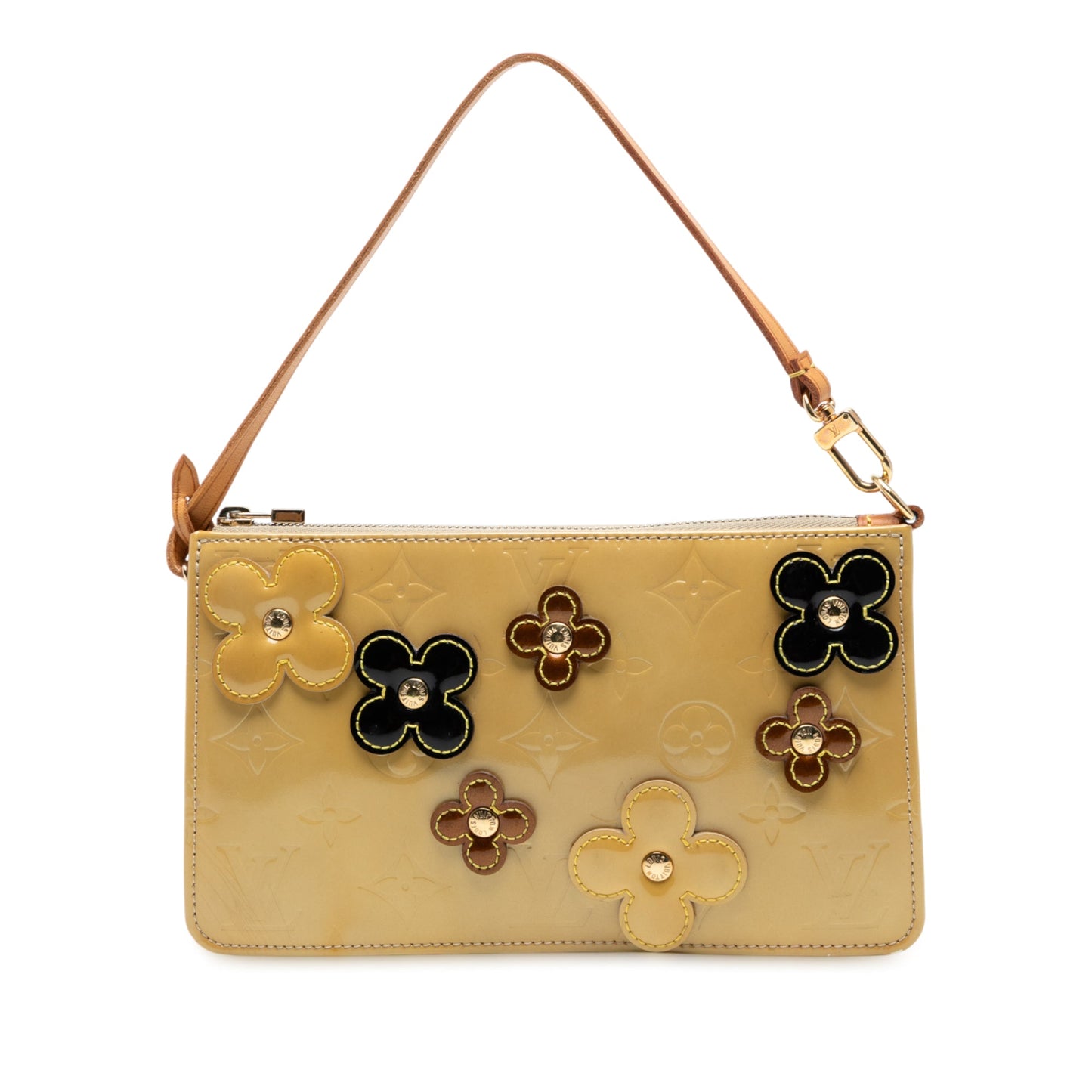 Yellow Louis Vuitton Monogram Vernis Fleurs Lexington Pochette Shoulder Bag