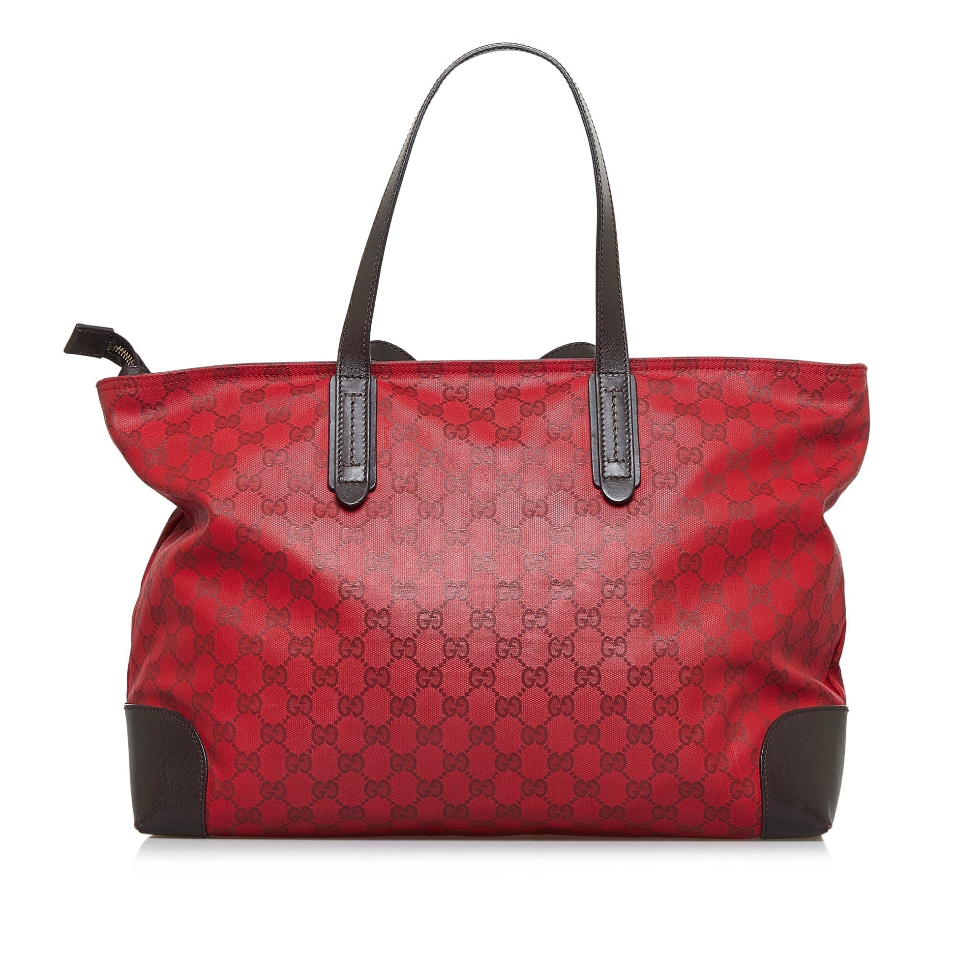 Gucci Red Leather Canvas Tote Style 4