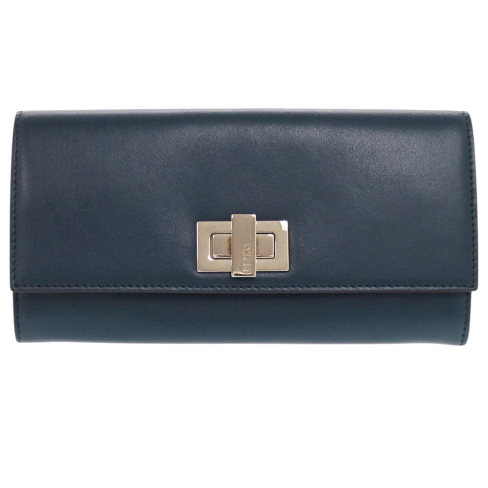FENDI Long Wallet Purse 8M0377 leather Navy Peekaboo Women