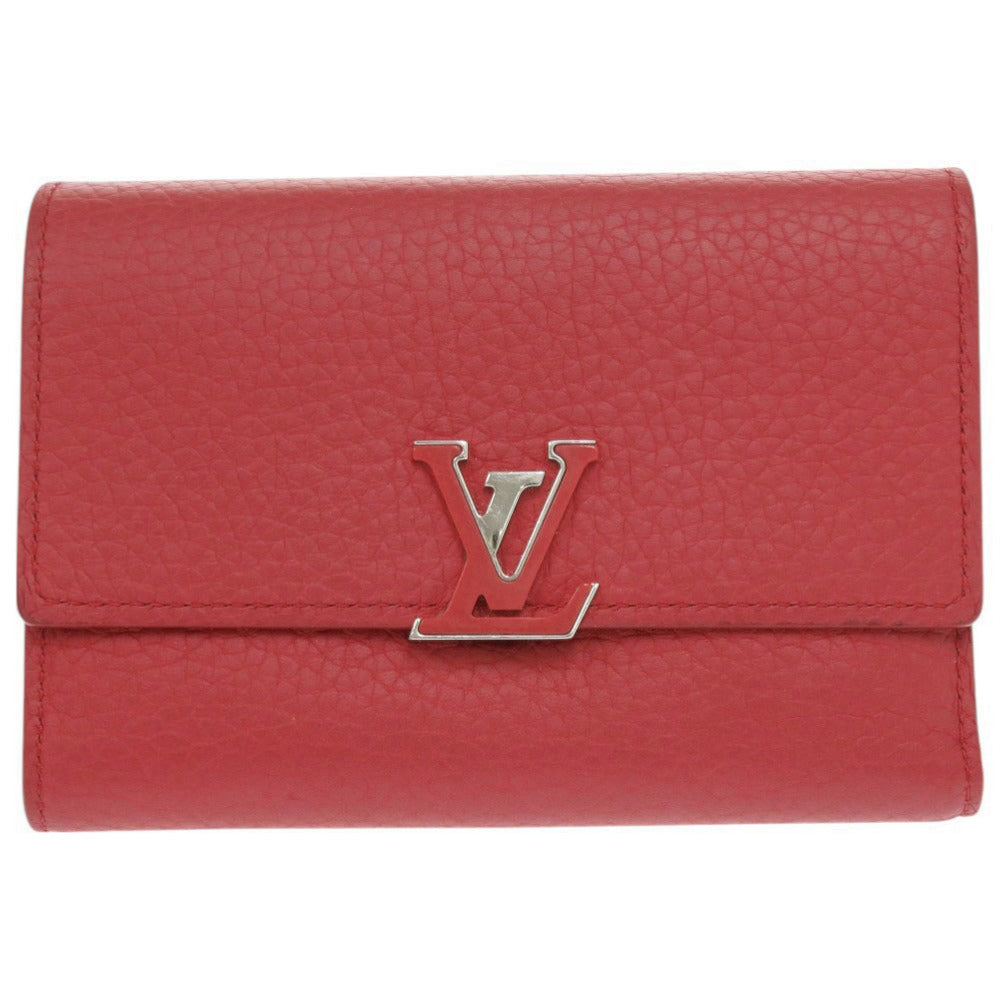 LOUIS VUITTON Tri-fold wallet M62158 leather Red Portefeuille Capsino Compact Women