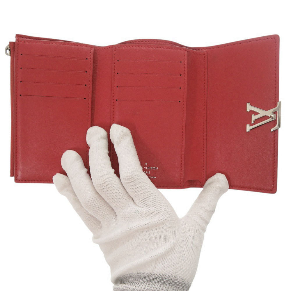 LOUIS VUITTON Tri-fold wallet M62158 leather Red Portefeuille Capsino Compact Women