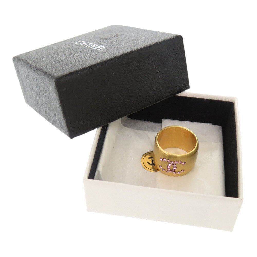 CHANEL Ring Metal, Rhinestone gold COCO Mark Heart Women
