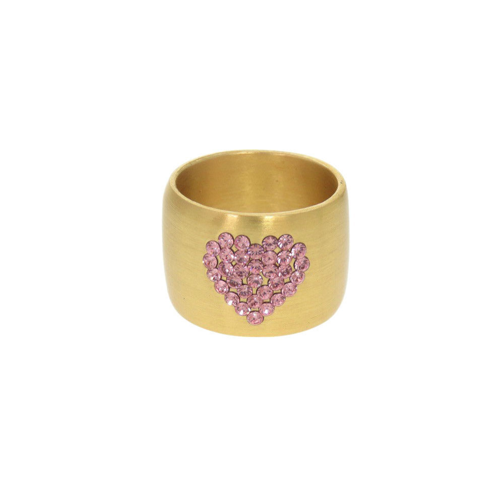 CHANEL Ring Metal, Rhinestone gold COCO Mark Heart Women
