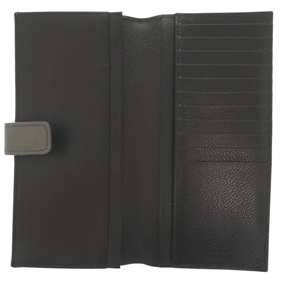 PRADA Long Wallet Purse leather gray Bifold Wallet mens