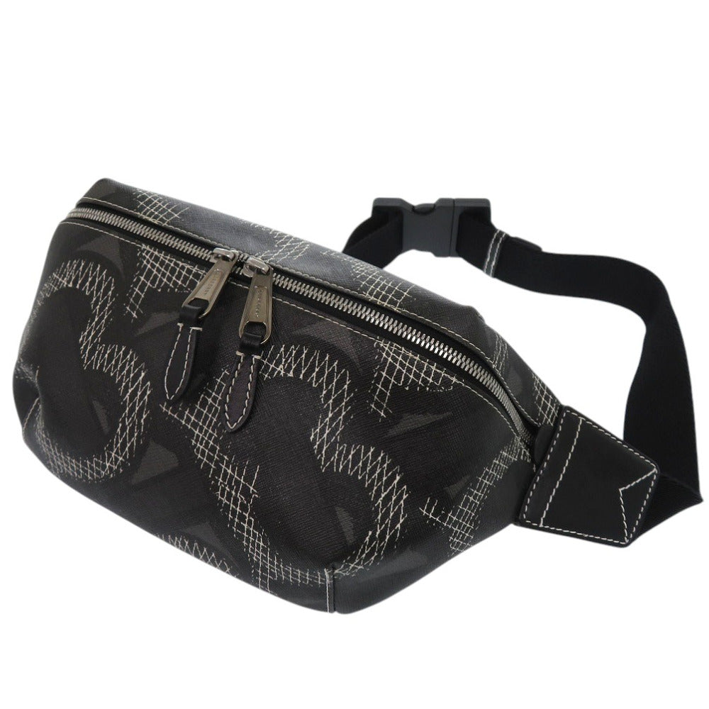 BURBERRY Waist bag PVC black Sling bag one belt TB monogram mens