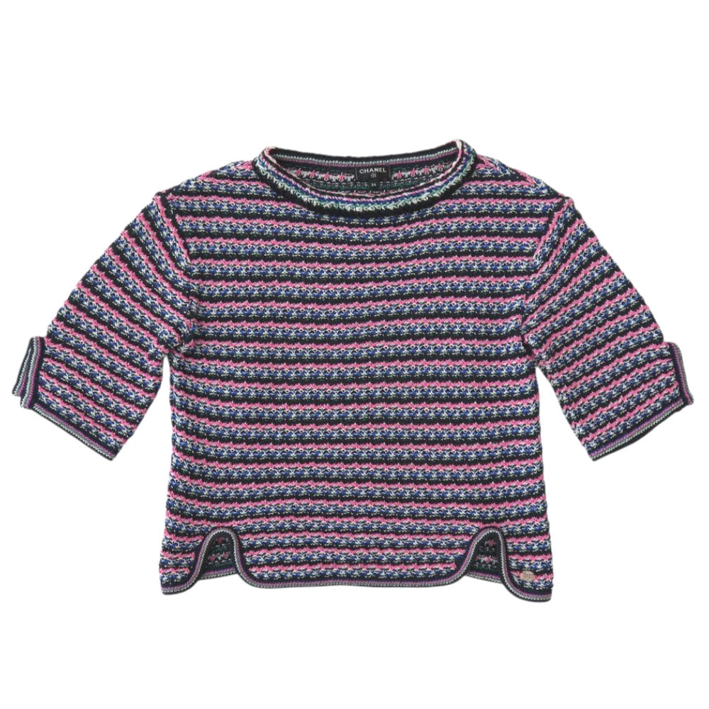 CHANEL knit P56636K07412 cotton pink Short sleeve knit COCO Mark Women 34