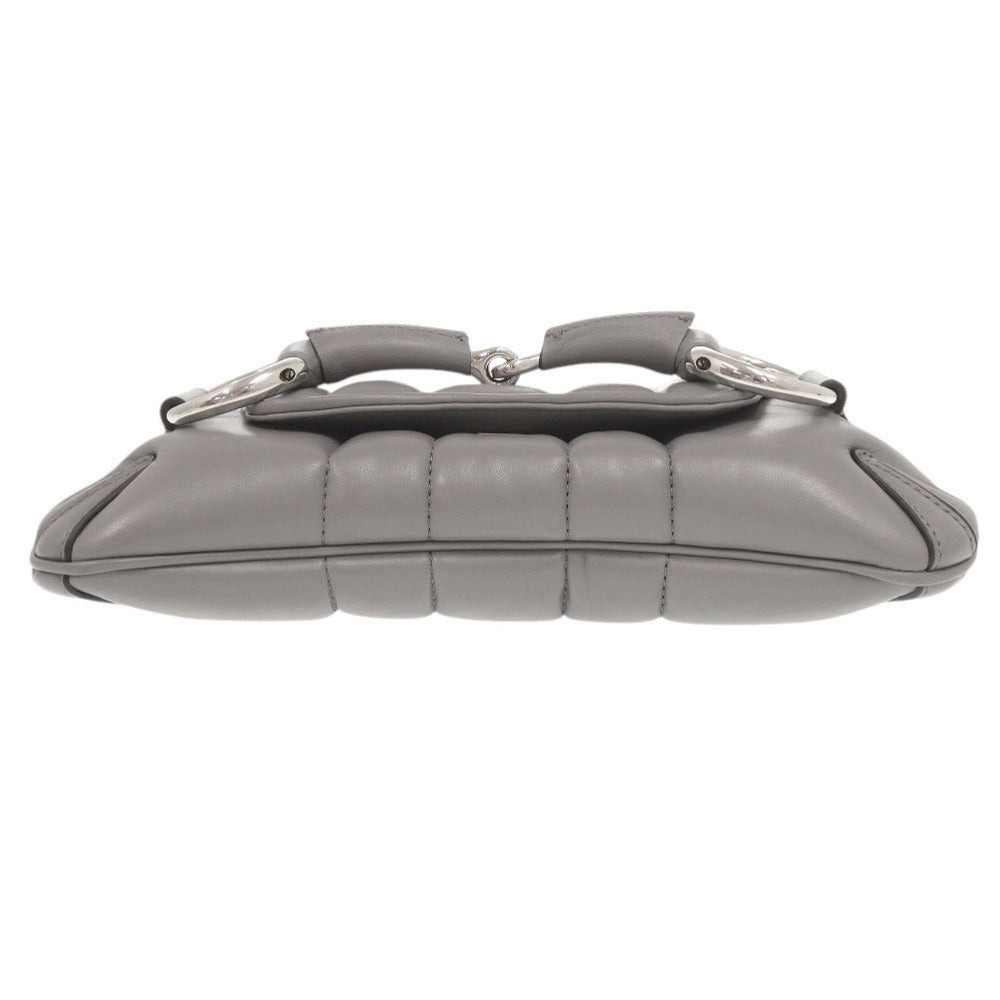 GUCCI Shoulder Bag 764339 leather gray Horsebit