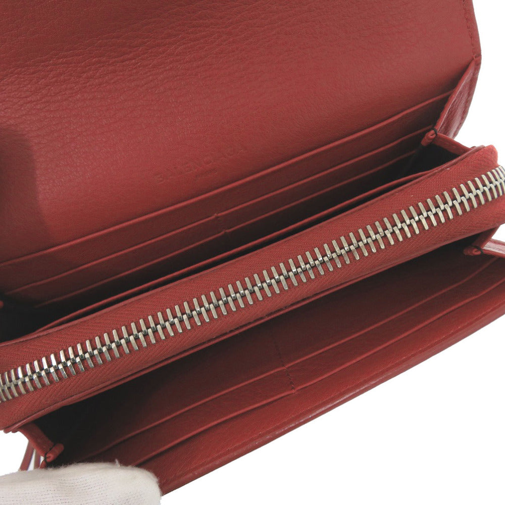 BALENCIAGA Long Wallet Purse 371661 Calfskin Red Women